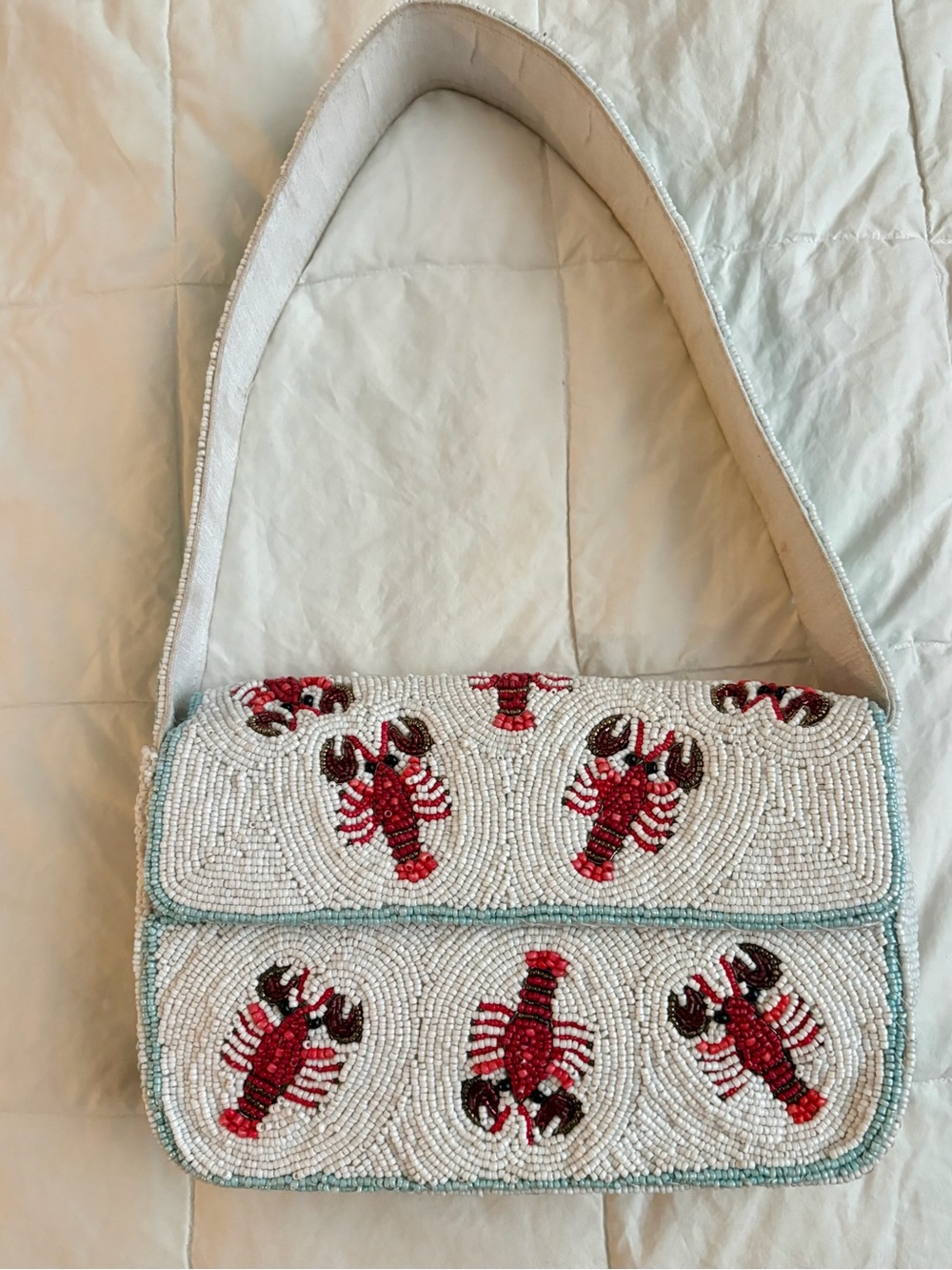Beaded Lobster Crawfish Shoulder Bag Coastal
